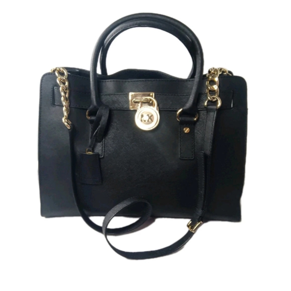 Michael Kors black Saffiano Leather Hamilton East West Studio Handbag Tote - Picture 4 of 12